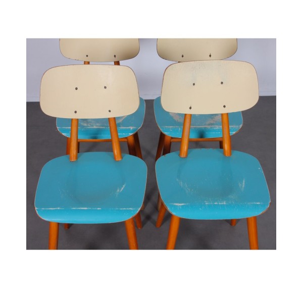 Suite de 4 chaises vintage éditées par Ton, 1960 - Design d'Europe de l'Est