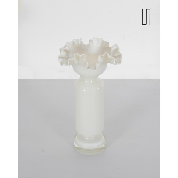 White Polish glass by Ludwik Fiedorowicz, 1970s - Eastern Europe design