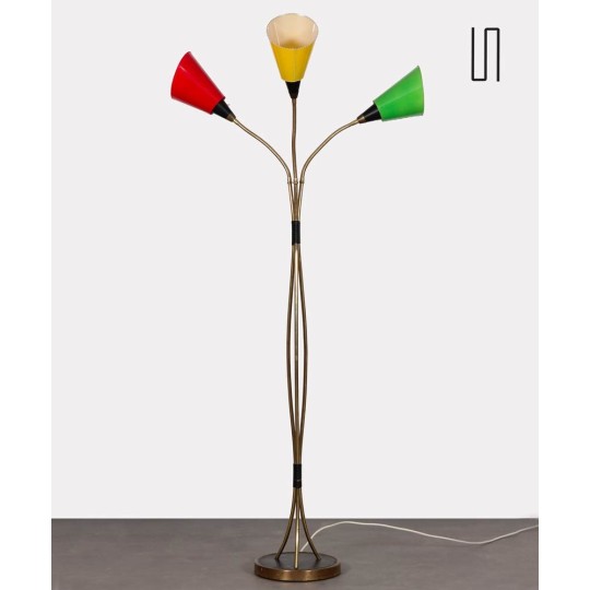 Lampadaire vintage en métal, fabrication tchèque, 1965