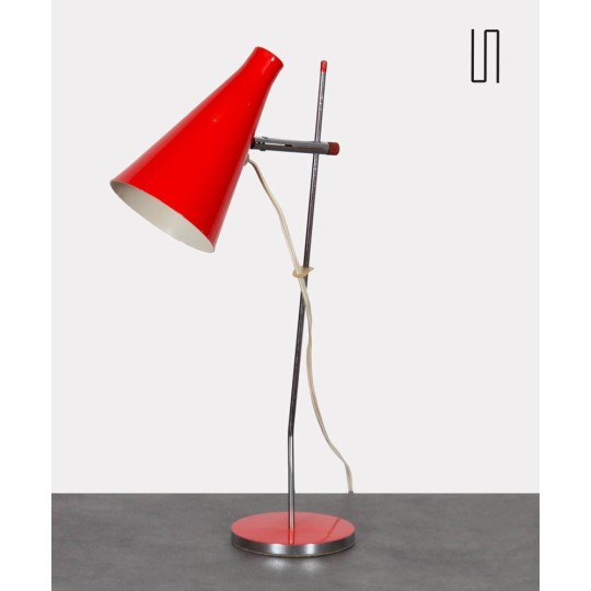 Red metal table lamp by Josef Hurka for Lidokov, 1960s