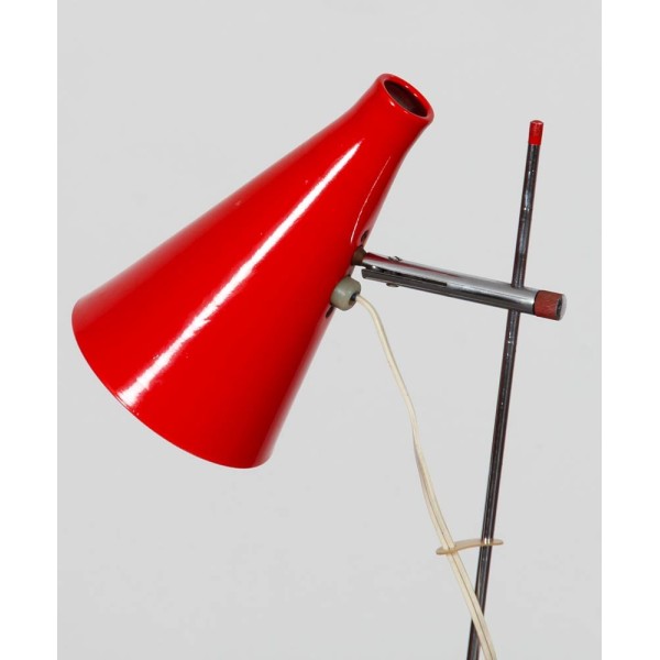 Red metal table lamp by Josef Hurka for Lidokov, 1960s - Eastern Europe design