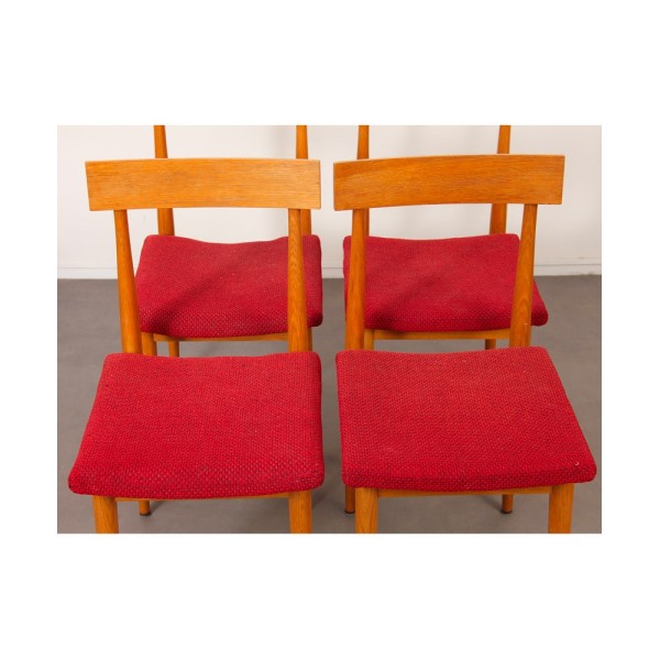 Suite 4 chaises vintage en bois, fabrication tchèque, 1960 - Design d'Europe de l'Est