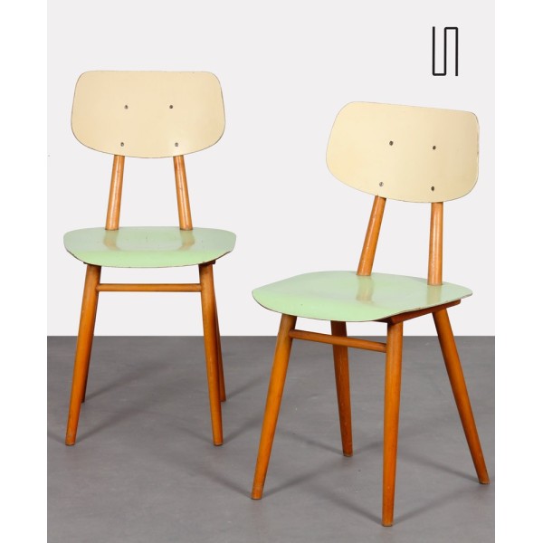 Pair of green chairs for Ton, 1960s - Eastern Europe design