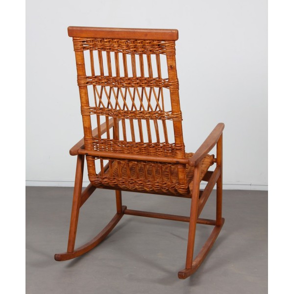 Vintage wicker rocking chair edited by Uluv, 1960s - Eastern Europe design