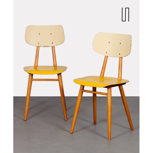 Pair of vintage wooden chairs produced by Ton, 1960s - Eastern Europe design