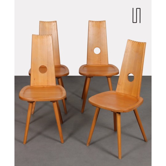 Suite de 4 chaises vintage en bois, 1960
