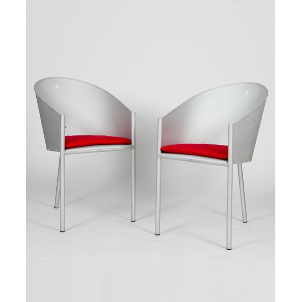 Pair of Costes Alluminio chairs by Starck for Driade, 1988